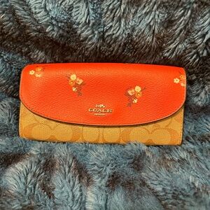 Coach Red and Tan Floral Women's Wallet
